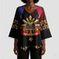 Personalized Haiti And Philippines Kimono Sleeve Blouse Haitian Filipino Heritage Crest