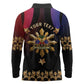 Personalized Haiti And Philippines Long Sleeve Polo Shirt Haitian Filipino Heritage Crest