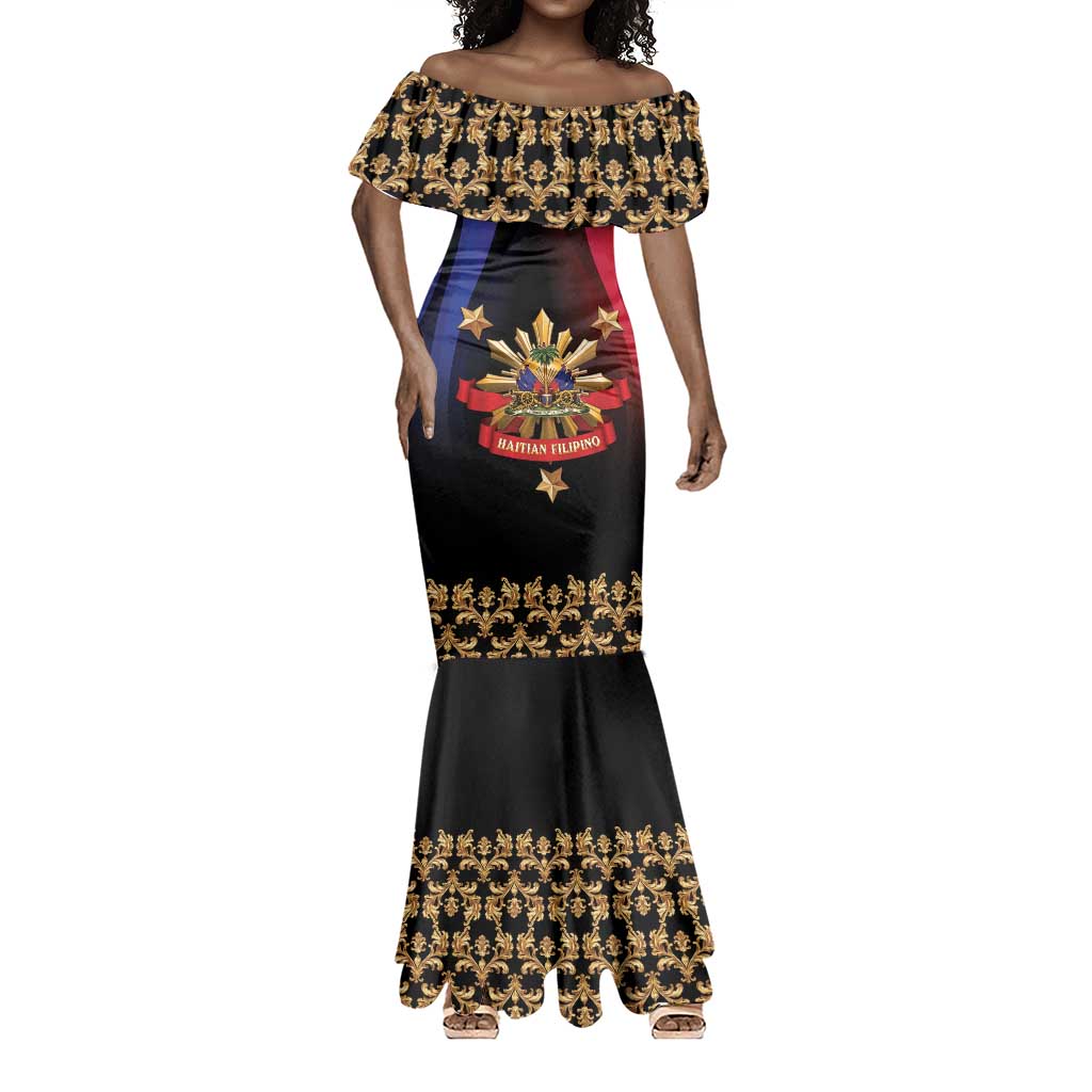 Personalized Haiti And Philippines Mermaid Dress Haitian Filipino Heritage Crest