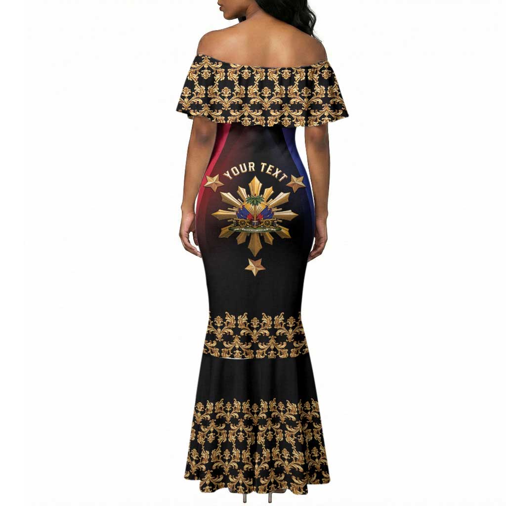 Personalized Haiti And Philippines Mermaid Dress Haitian Filipino Heritage Crest