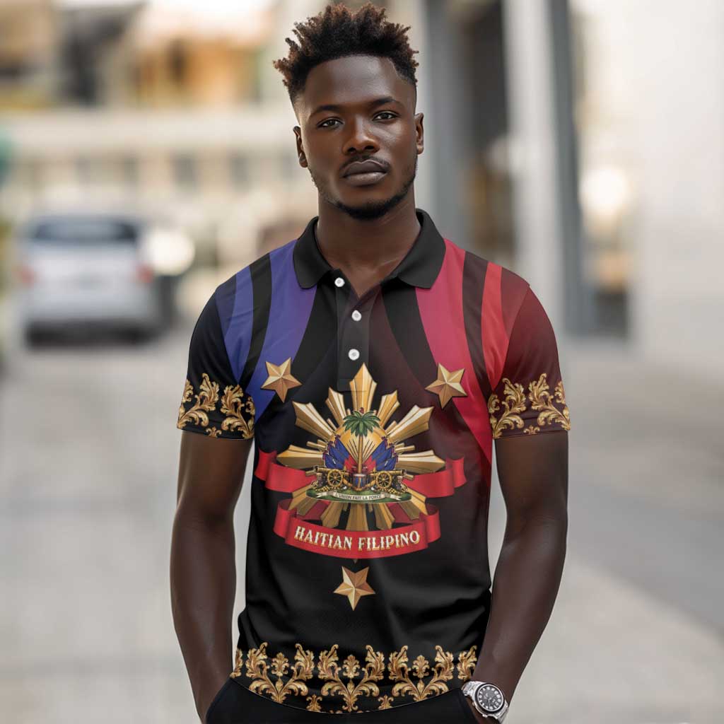 Personalized Haiti And Philippines Polo Shirt Haitian Filipino Heritage Crest