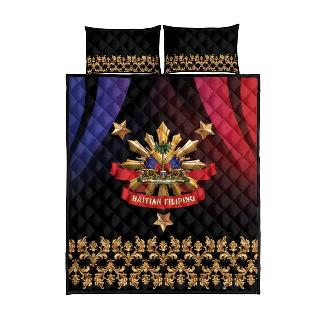 Haiti And Philippines Quilt Bed Set Haitian Filipino Heritage Crest