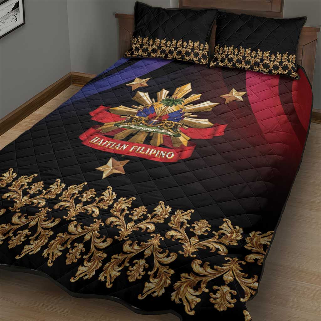 Haiti And Philippines Quilt Bed Set Haitian Filipino Heritage Crest