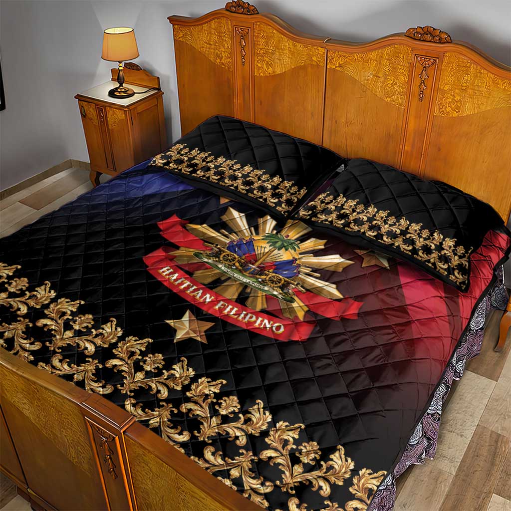 Haiti And Philippines Quilt Bed Set Haitian Filipino Heritage Crest