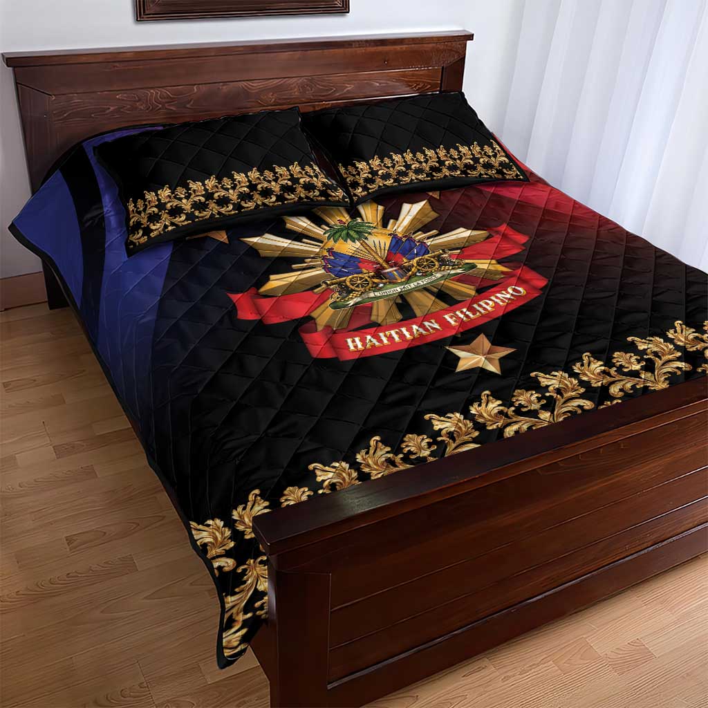 Haiti And Philippines Quilt Bed Set Haitian Filipino Heritage Crest