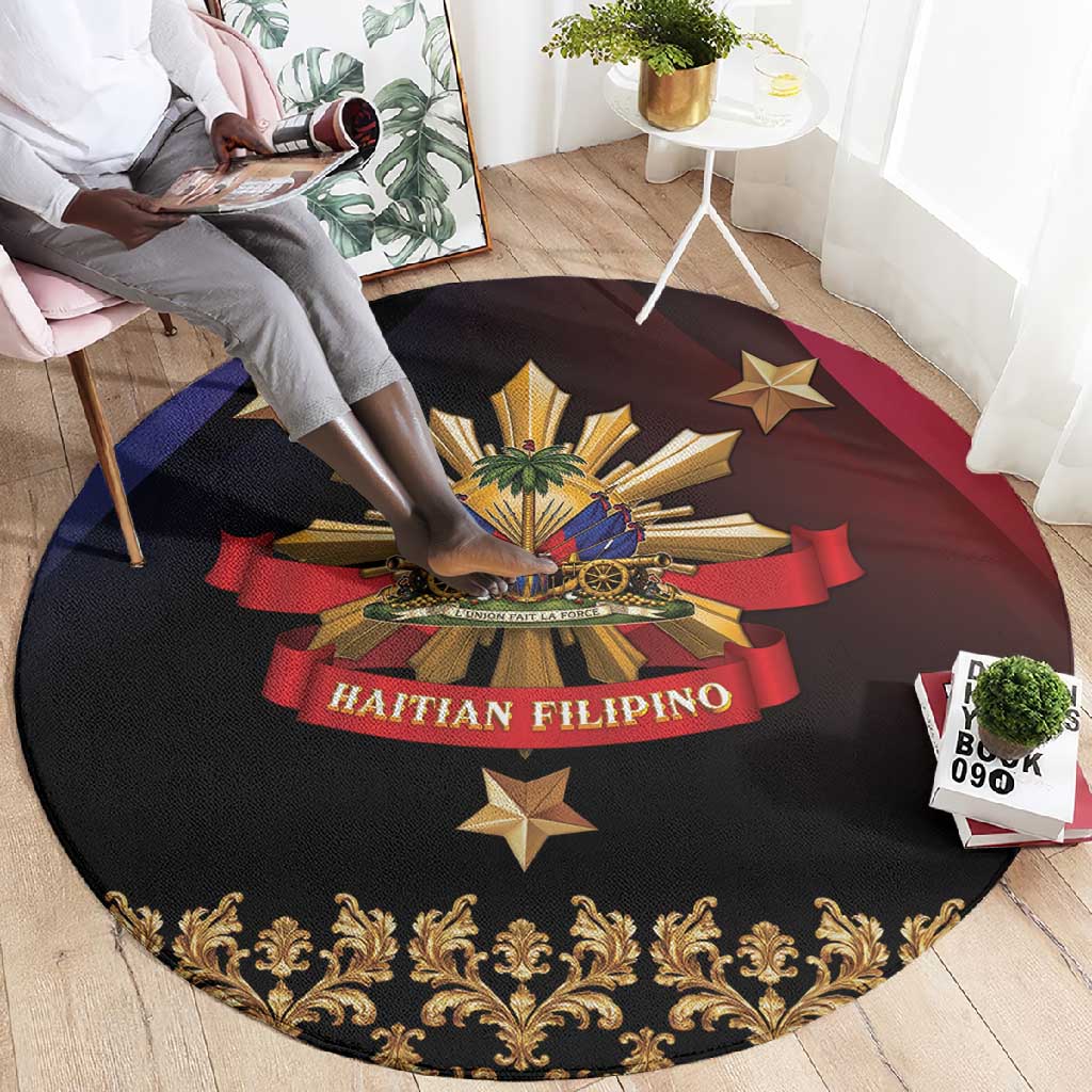 Haiti And Philippines Round Carpet Haitian Filipino Heritage Crest