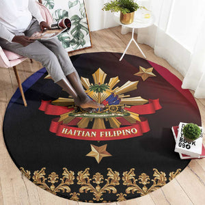 Haiti And Philippines Round Carpet Haitian Filipino Heritage Crest