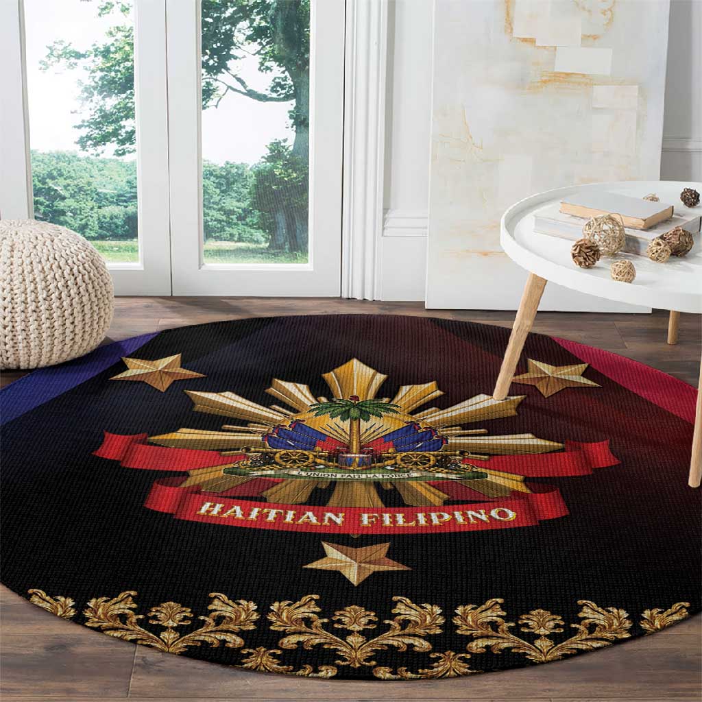 Haiti And Philippines Round Carpet Haitian Filipino Heritage Crest