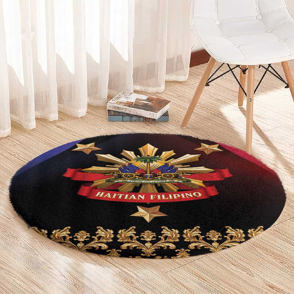 Haiti And Philippines Round Carpet Haitian Filipino Heritage Crest