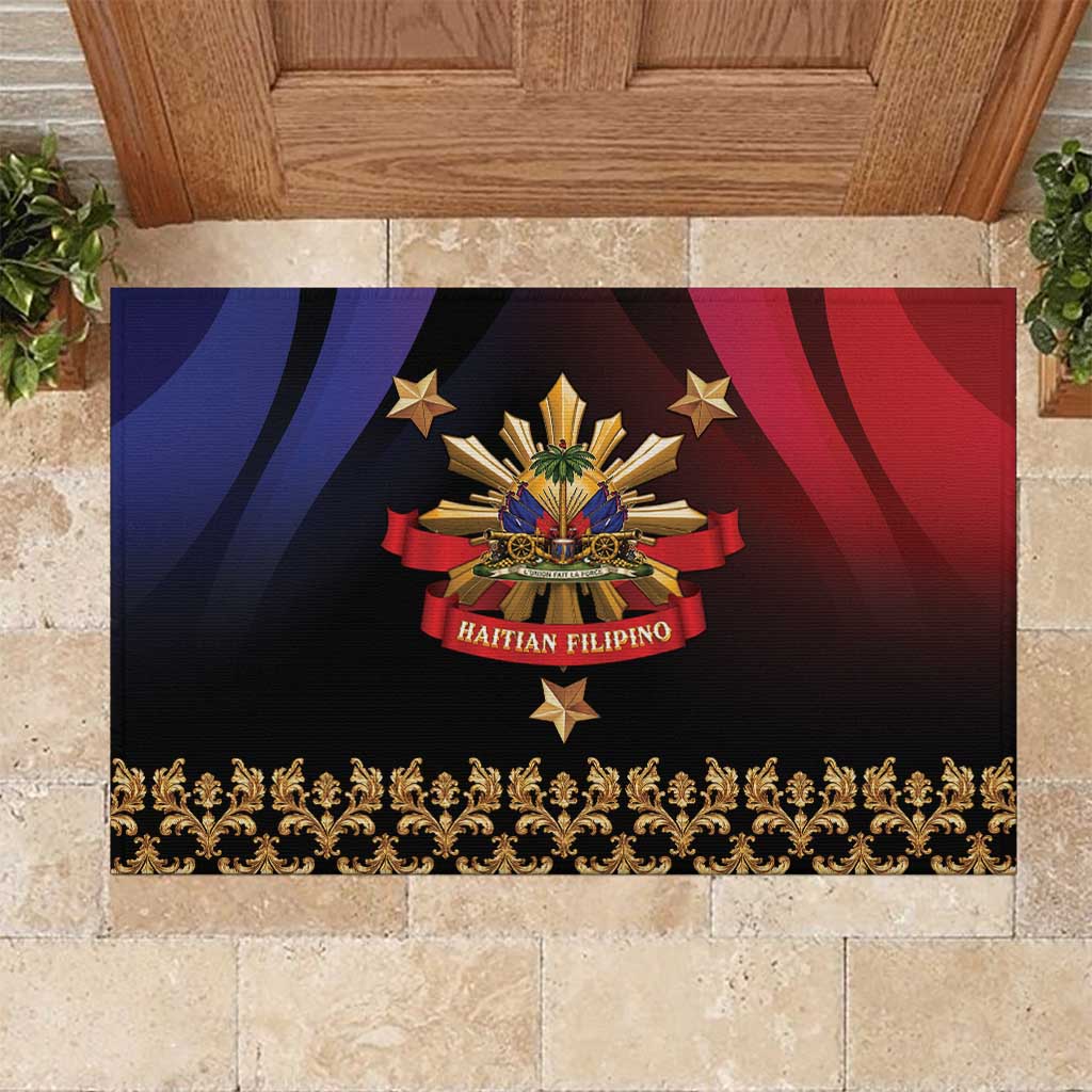 Haiti And Philippines Rubber Doormat Haitian Filipino Heritage Crest