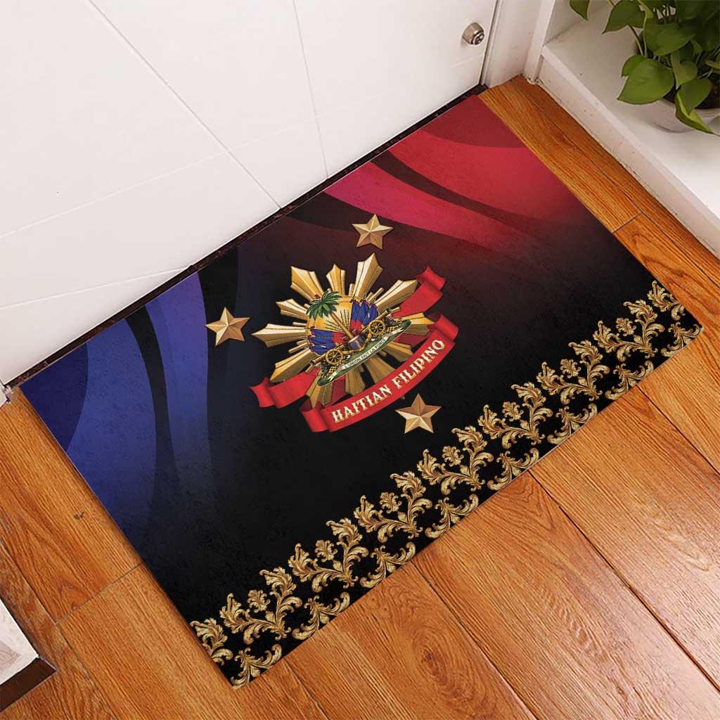 Haiti And Philippines Rubber Doormat Haitian Filipino Heritage Crest