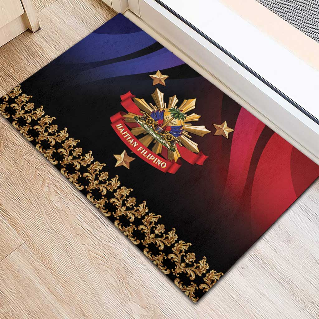 Haiti And Philippines Rubber Doormat Haitian Filipino Heritage Crest