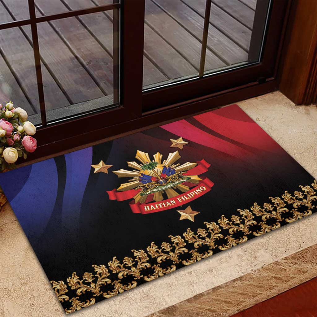Haiti And Philippines Rubber Doormat Haitian Filipino Heritage Crest