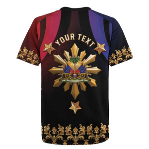 Personalized Haiti And Philippines Rugby Jersey Haitian Filipino Heritage Crest