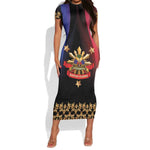 Personalized Haiti And Philippines Short Sleeve Bodycon Dress Haitian Filipino Heritage Crest