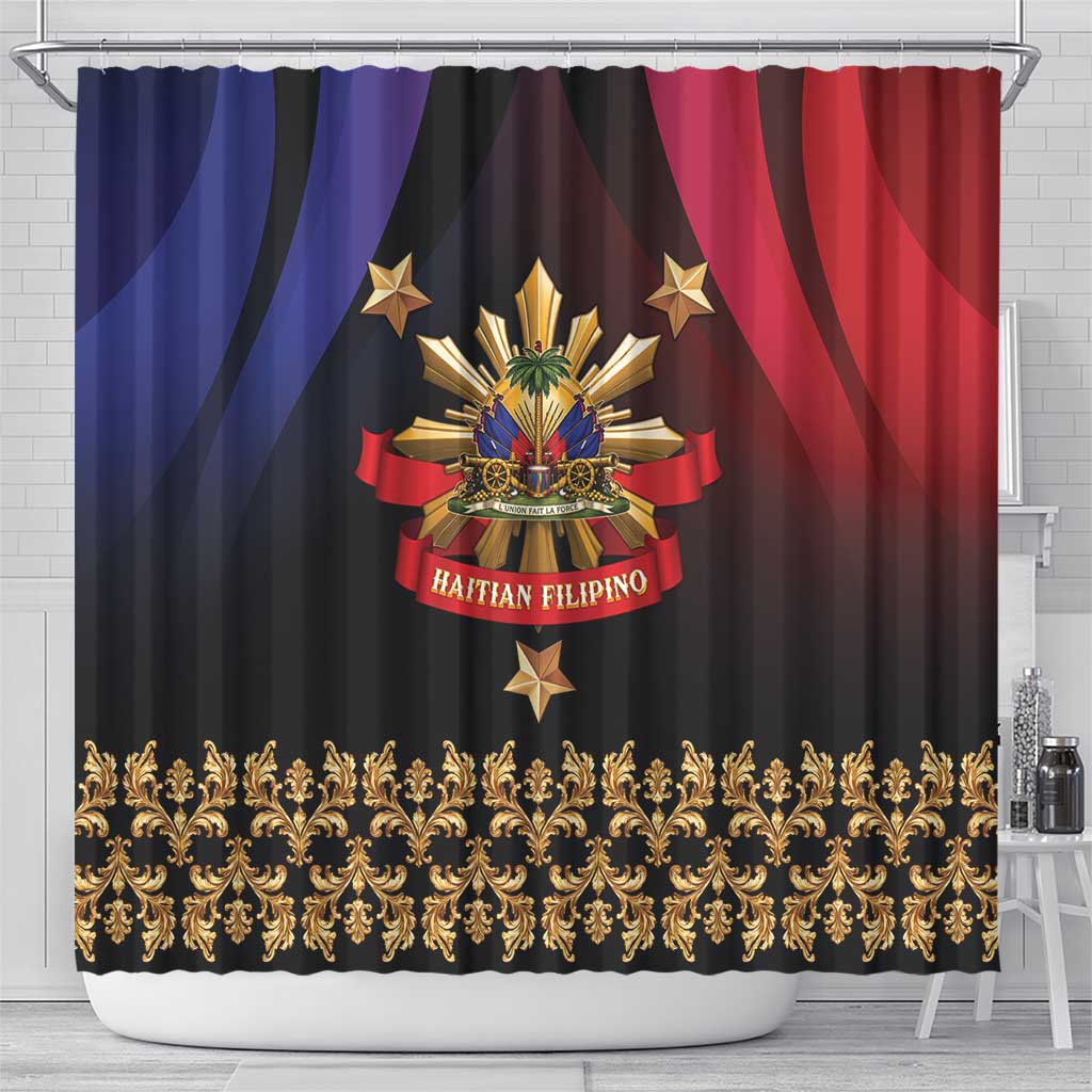 Haiti And Philippines Shower Curtain Haitian Filipino Heritage Crest