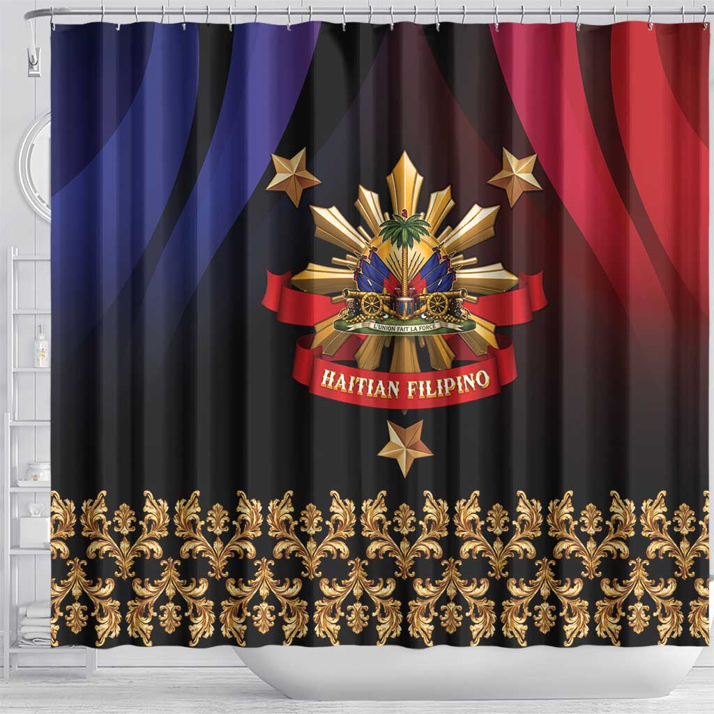 Haiti And Philippines Shower Curtain Haitian Filipino Heritage Crest