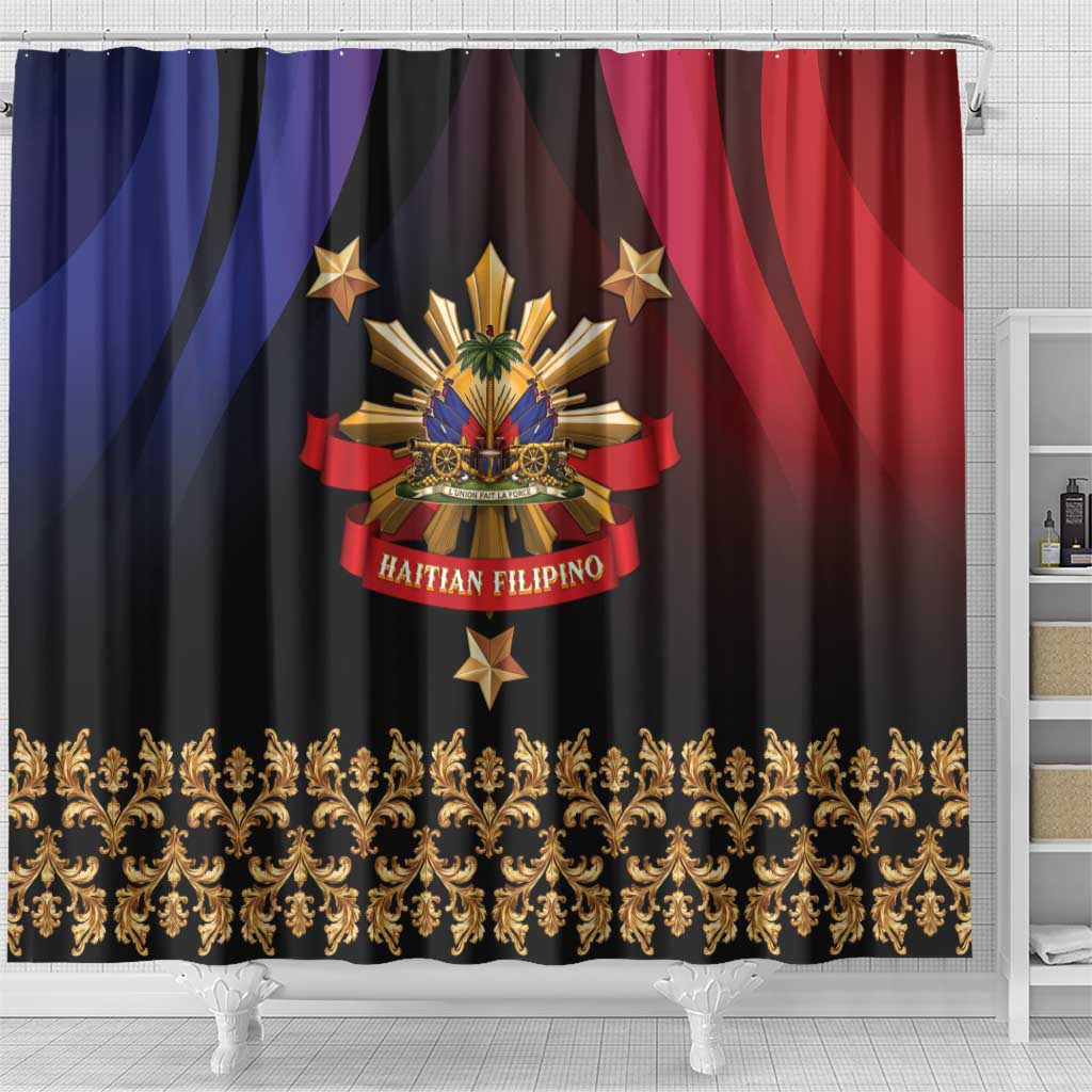 Haiti And Philippines Shower Curtain Haitian Filipino Heritage Crest