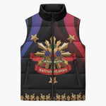 Personalized Haiti And Philippines Sleeveless Puffer Jacket Haitian Filipino Heritage Crest