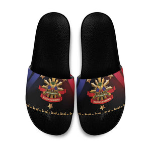 Haiti And Philippines Slide Sandals Haitian Filipino Heritage Crest