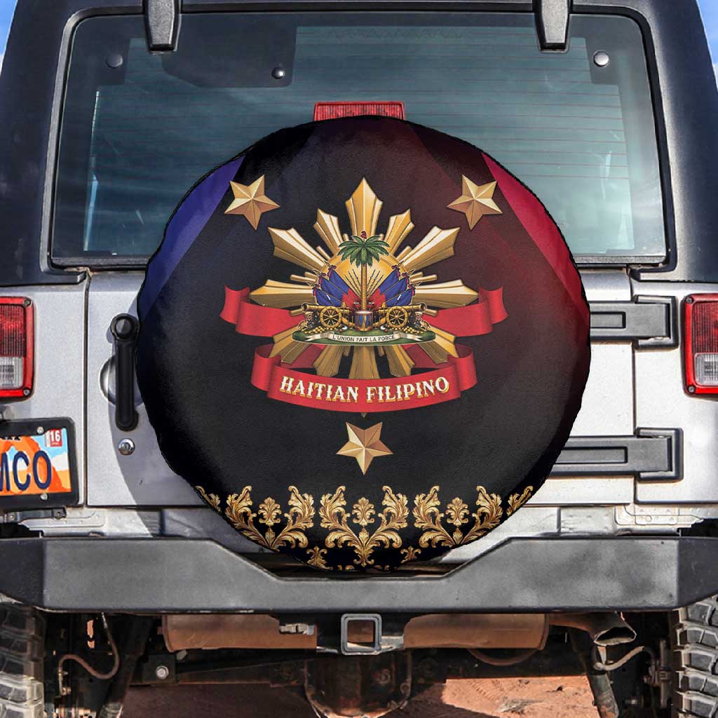 Haiti And Philippines Spare Tire Cover Haitian Filipino Heritage Crest