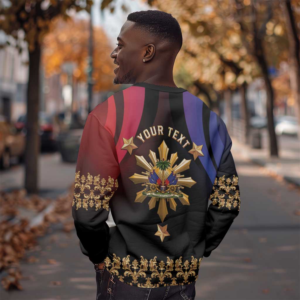 Personalized Haiti And Philippines Sweatshirt Haitian Filipino Heritage Crest