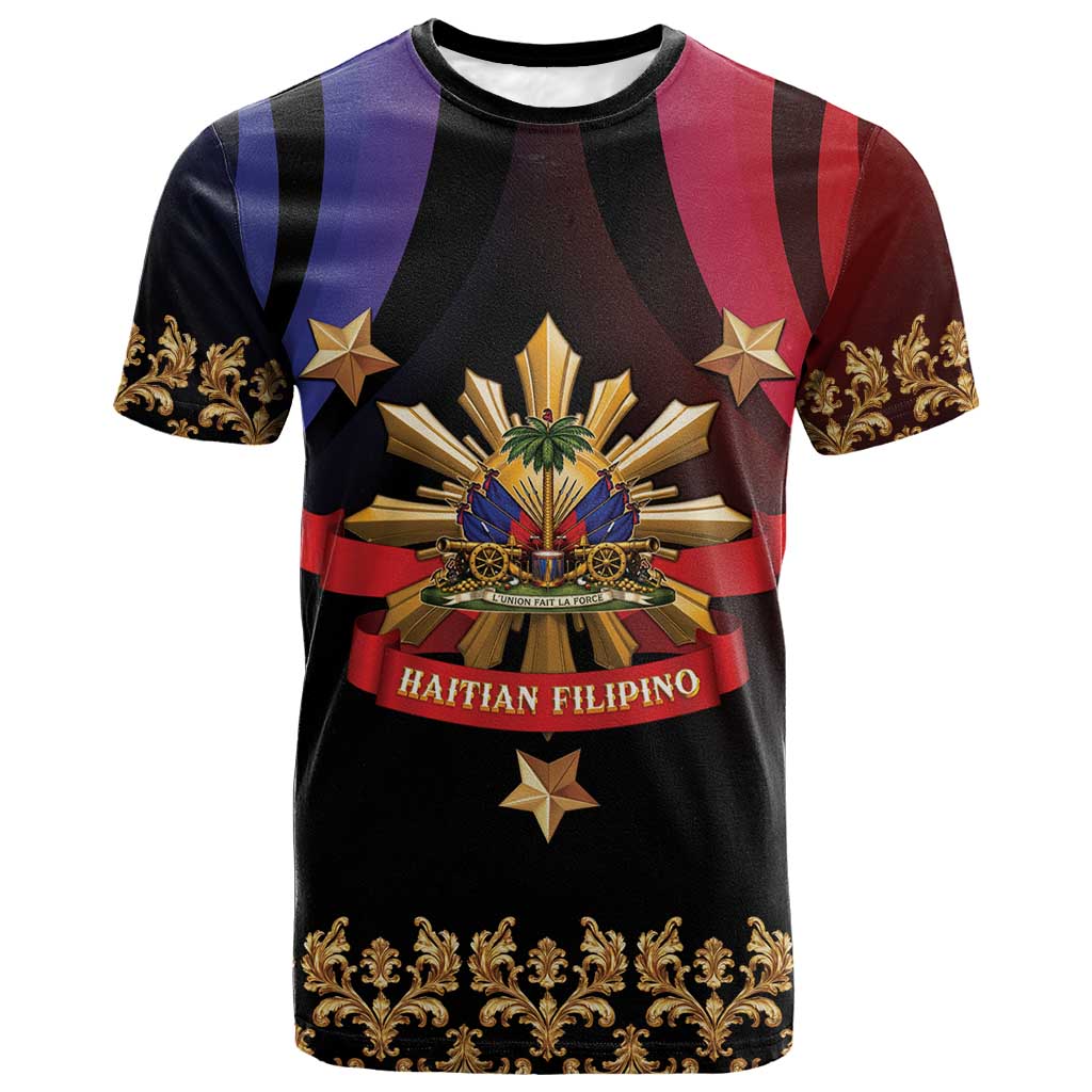 Personalized Haiti And Philippines T shirt Haitian Filipino Heritage Crest