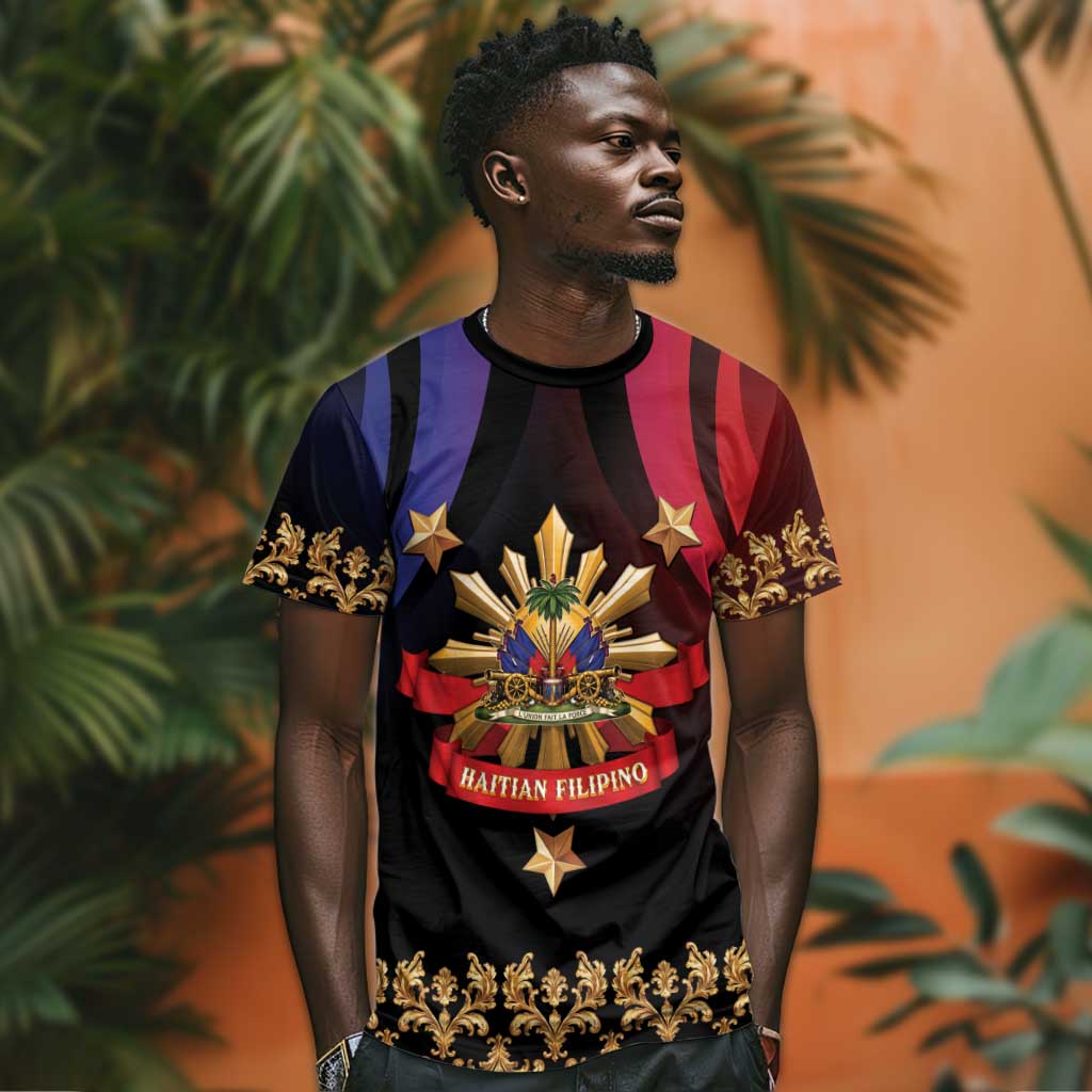 Personalized Haiti And Philippines T shirt Haitian Filipino Heritage Crest
