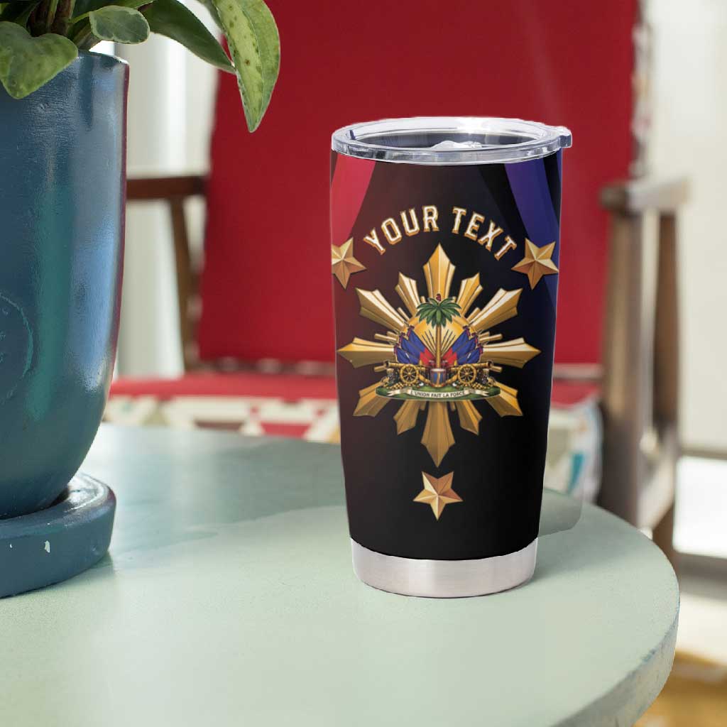 Personalized Haiti And Philippines Tumbler Cup Haitian Filipino Heritage Crest