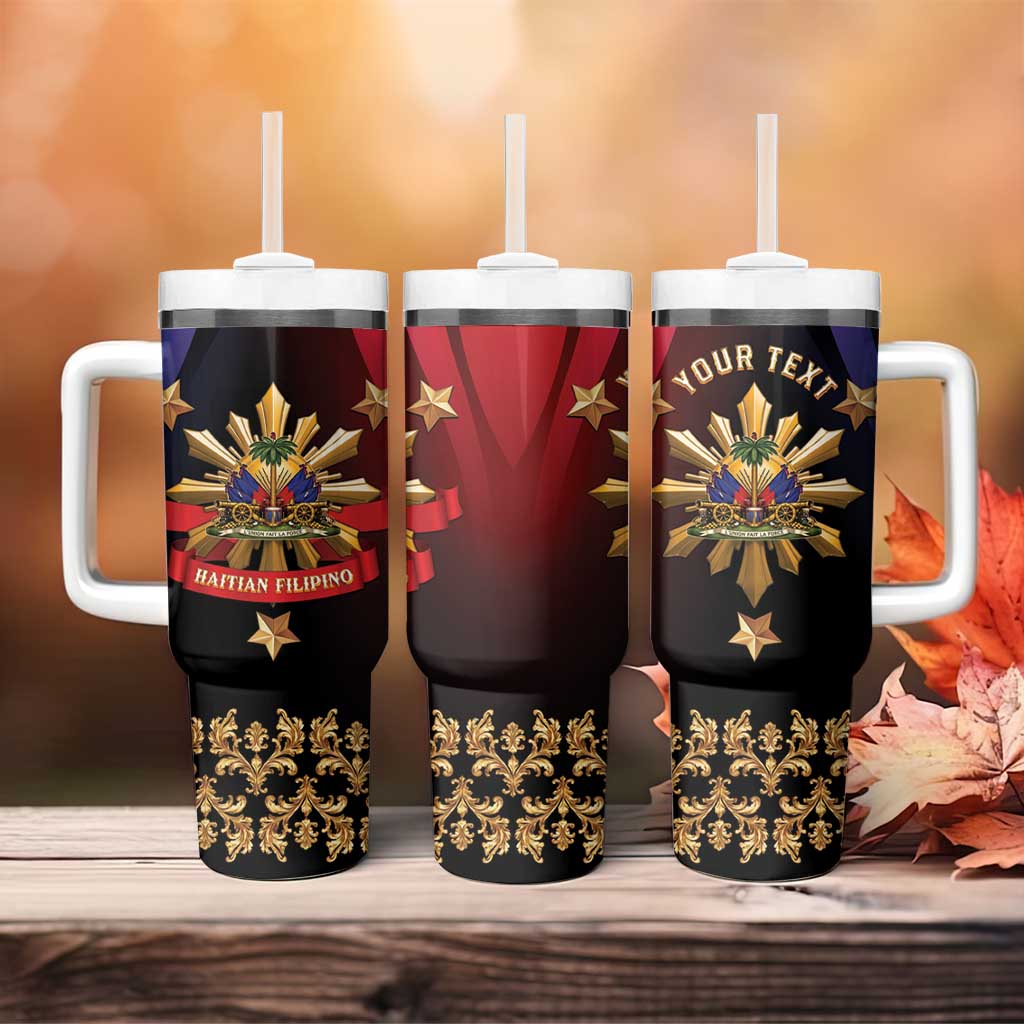 Personalized Haiti And Philippines Tumbler With Handle Haitian Filipino Heritage Crest