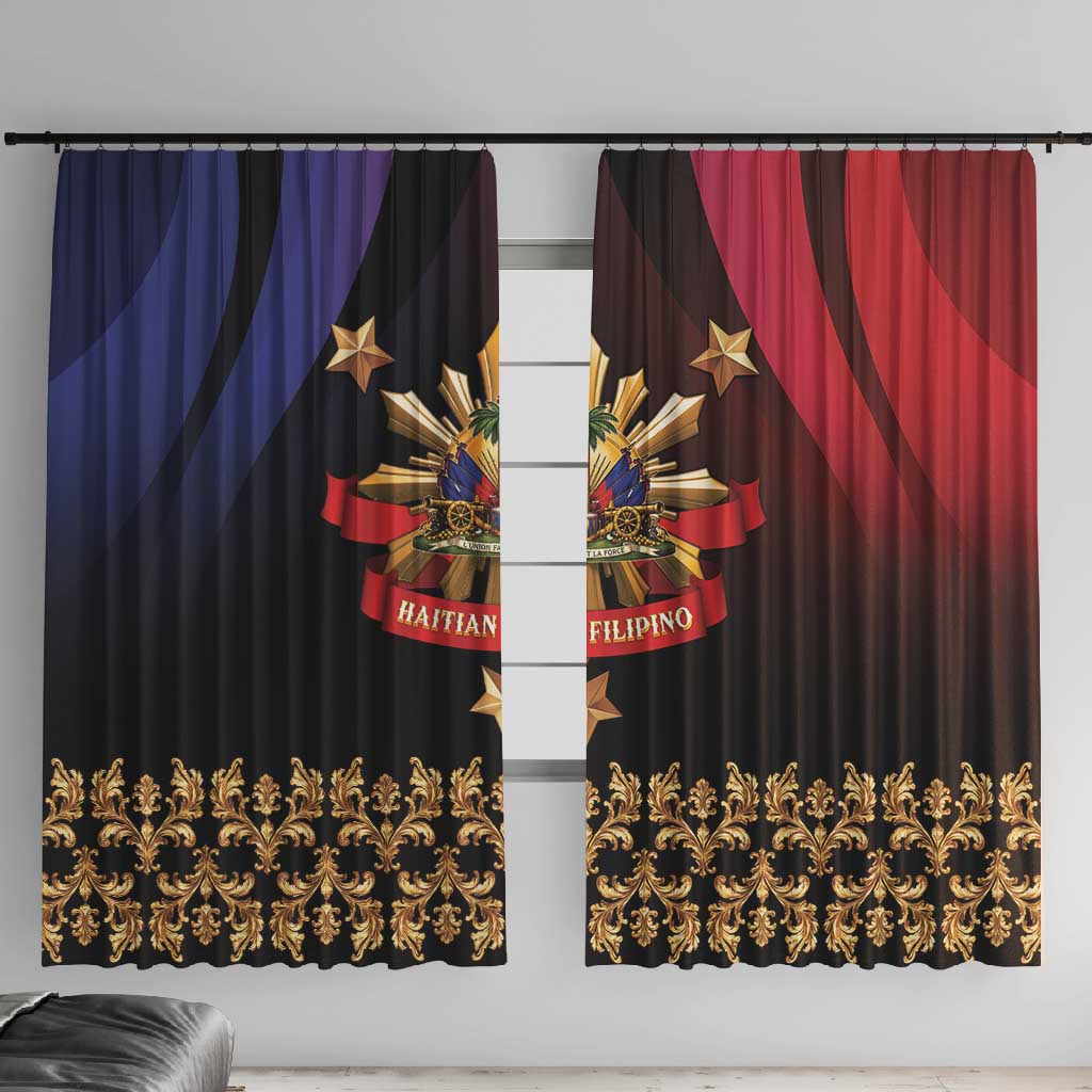 Haiti And Philippines Window Curtain Haitian Filipino Heritage Crest