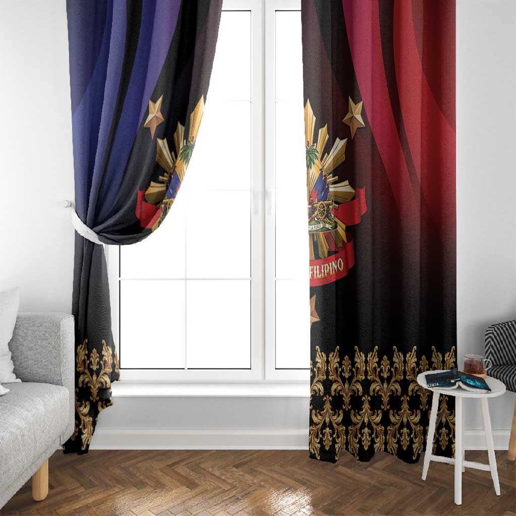 Haiti And Philippines Window Curtain Haitian Filipino Heritage Crest