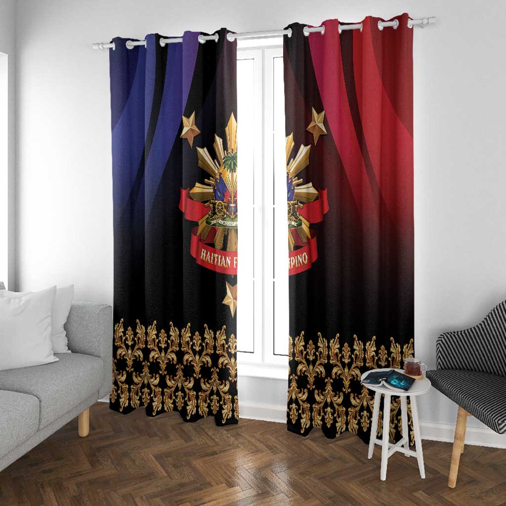 Haiti And Philippines Window Curtain Haitian Filipino Heritage Crest