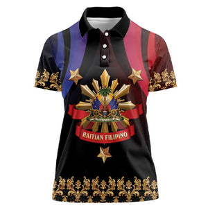 Personalized Haiti And Philippines Women Polo Shirt Haitian Filipino Heritage Crest