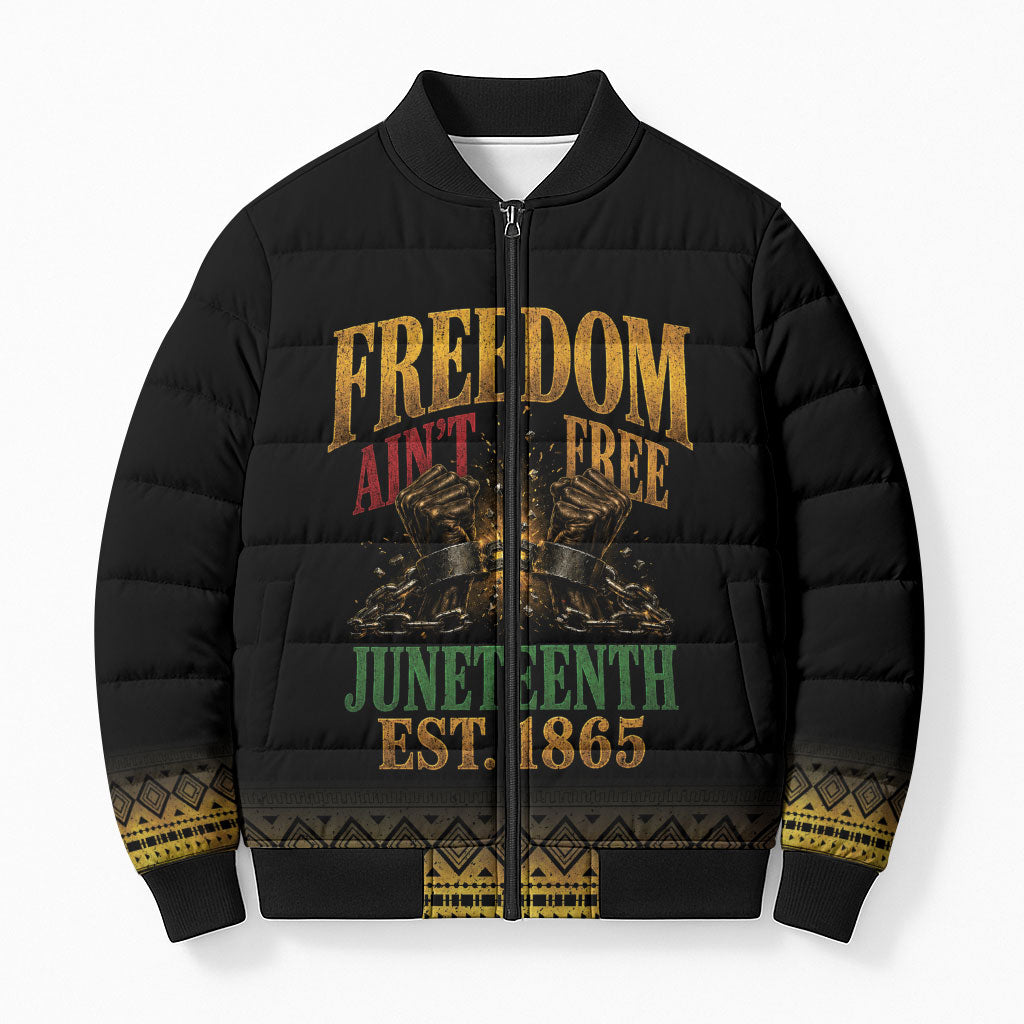 Juneteenth 1865 Bomber Puffer Jacket Freedom Ain't Free
