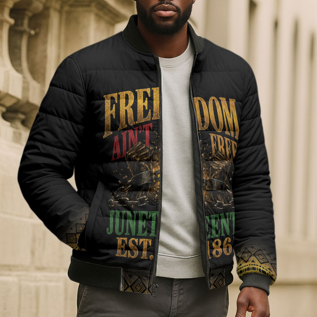 Juneteenth 1865 Bomber Puffer Jacket Freedom Ain't Free