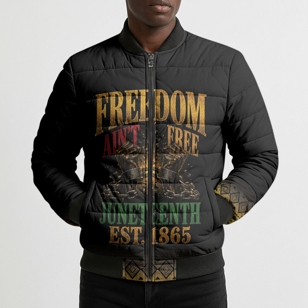 Juneteenth 1865 Bomber Puffer Jacket Freedom Ain't Free