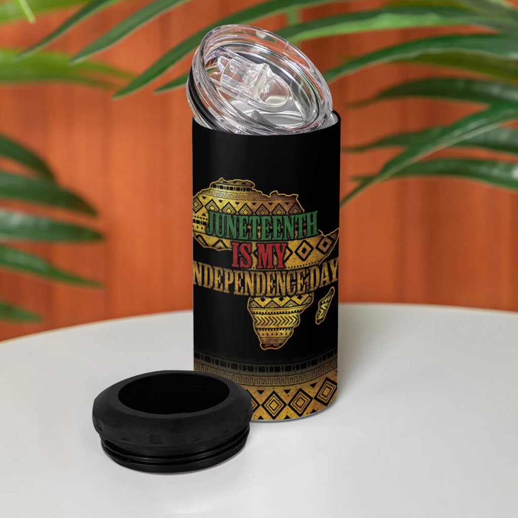 Juneteenth 1865 4 in 1 Can Cooler Tumbler Freedom Ain't Free