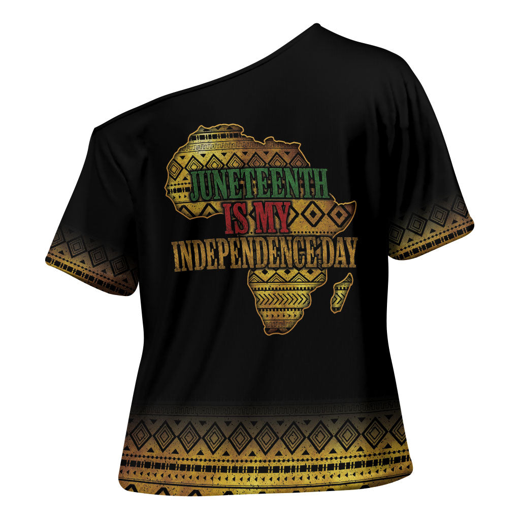 Juneteenth 1865 Cross Shoulder Shirt Freedom Ain't Free