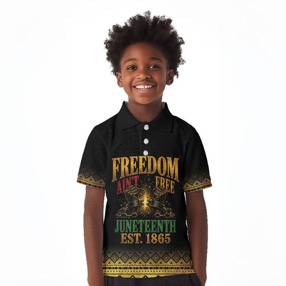 Juneteenth 1865 Kid Polo Shirt Freedom Ain't Free
