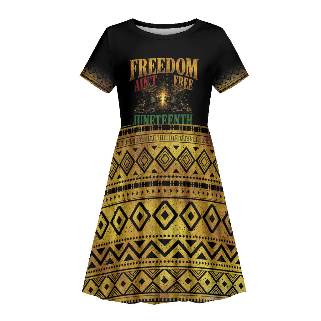 Juneteenth 1865 Kid Short Sleeve Dress Freedom Ain't Free