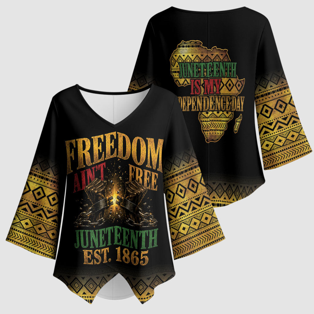 Juneteenth 1865 Kimono Sleeve Blouse Freedom Ain't Free