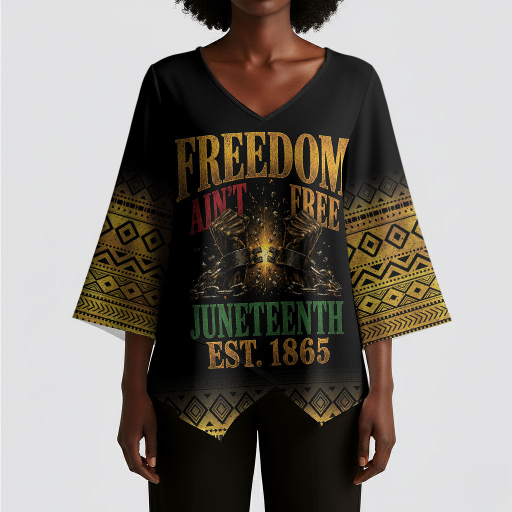 Juneteenth 1865 Kimono Sleeve Blouse Freedom Ain't Free