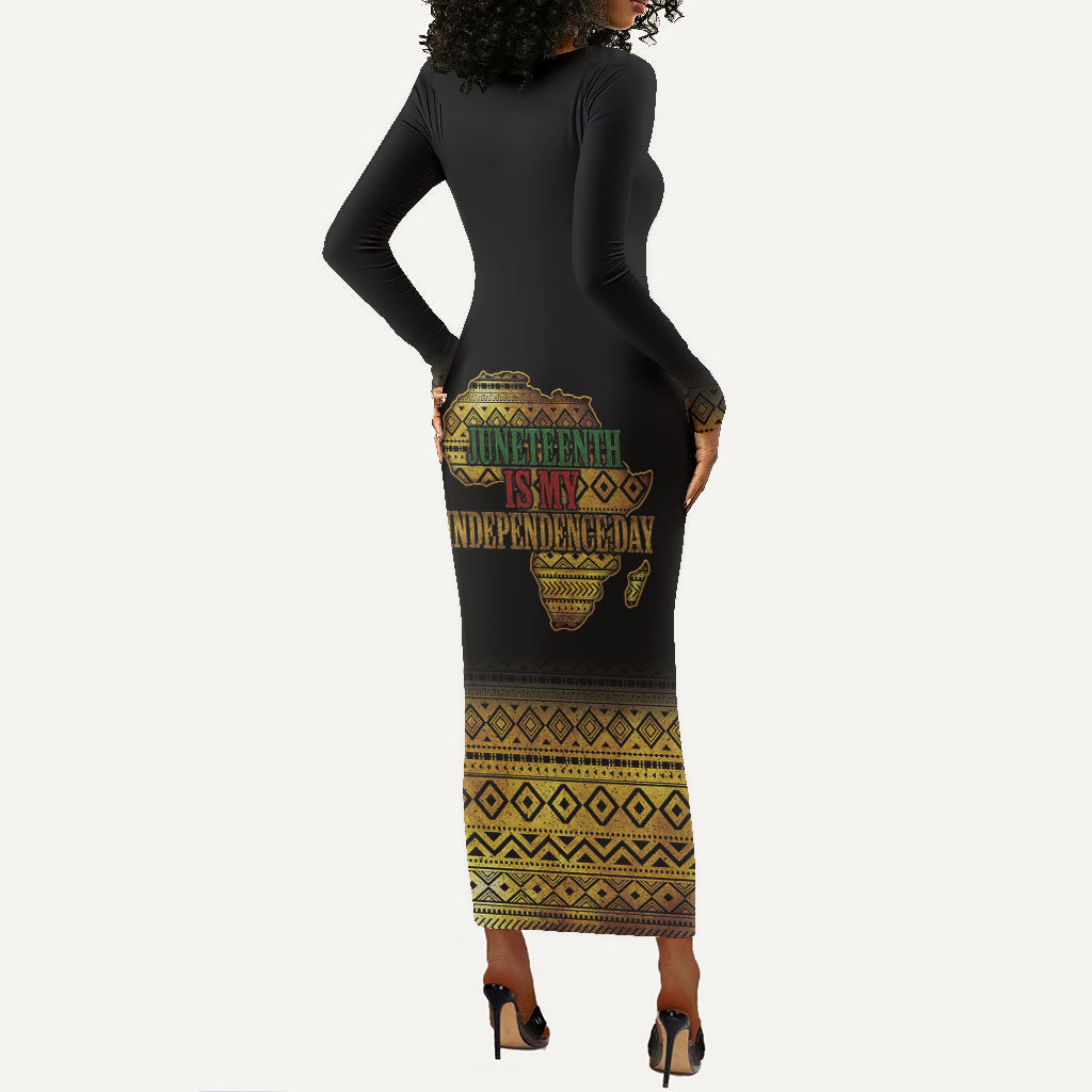 Juneteenth 1865 Long Sleeve Bodycon Dress Freedom Ain't Free