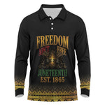 Juneteenth 1865 Long Sleeve Polo Shirt Freedom Ain't Free