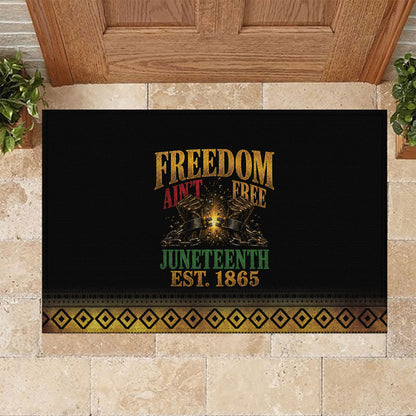 Juneteenth 1865 Rubber Doormat Freedom Ain't Free