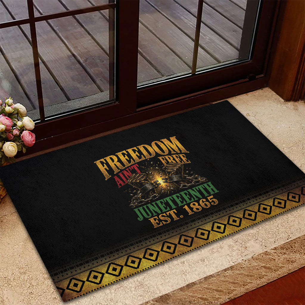 Juneteenth 1865 Rubber Doormat Freedom Ain't Free