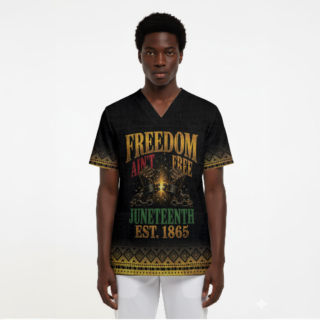 Juneteenth 1865 Scrub Top Freedom Ain't Free