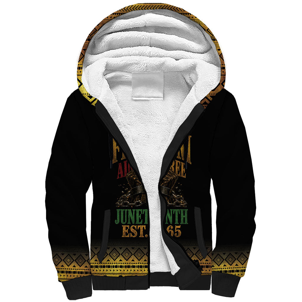 Juneteenth 1865 Sherpa Hoodie Freedom Ain't Free