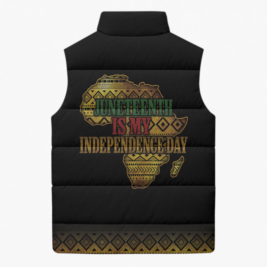 Juneteenth 1865 Sleeveless Puffer Jacket Freedom Ain't Free